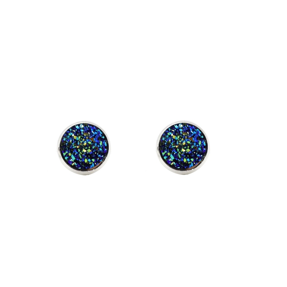 Navy Blue Mineral Crystal Stud Earrings
